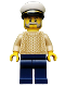 LEGO idea032 – Sailor Captain - Männlich, Tan Sweater, Dunkelblaue Beine, White Cap, Bart und Sideburns – kein farbe
