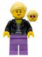 LEGO idea081 – Frau, schwarze Lederjacke, mittlere Lavendel Beine, Helles helles gelbes Haar – kein farbe