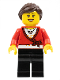 LEGO tls088a – LEGO Markengeschäft Weiblich, Pullover mit Bogen, Herz Halskette, schwarze Beine, Dunkelbraune Haare mit Ponytail – kein farbe