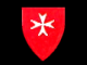 LEGO  – Minifig, Shield Driehoekig met wit Maltese kruis op rode achtergrond patroon (Sticker) - Sets 375 / 6075 – Licht grijs